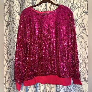 Jess Lea Sparkling Fuchsia Sequin Women's Top - Size Large